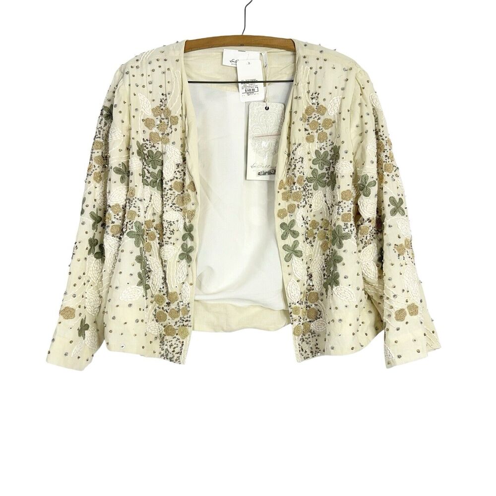 LA Bellum Hillary Scott Women’s Size Large Embroidered Ivory Cotton Open Top